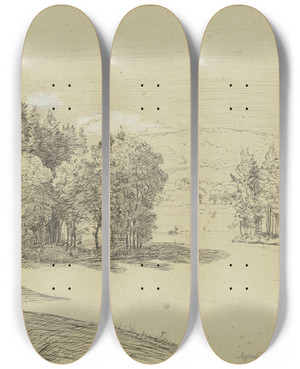 Triptych art skateboard deck of Hans Thoma Forest Landscape by Hans Thoma (1839-1924) Triptych art skateboard deck of Hans Thoma Forest Landscape by Hans Thoma (1839-1924)