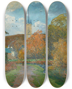 Triptych art skateboard deck of Maxime Maufra Lautomne Saint Jean Du Doigt by Maxime Maufra (1861-1918)