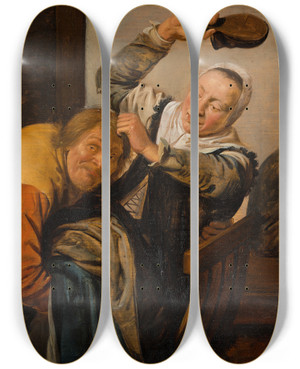 Triptych art skateboard deck of Jan Miense Molenaer The Five Sensestouch by Jan Miense Molenaer (1610-1668) Triptych art skateboard deck of Jan Miense Molenaer The Five Sensestouch by Jan Miense Molenaer (1610-1668)