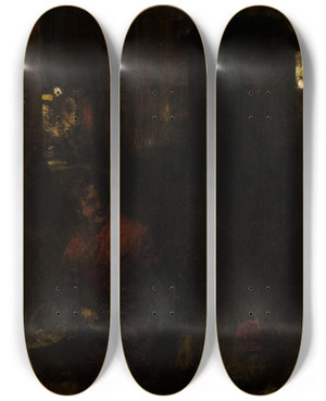 Triptych art skateboard deck of Aleksander Gierymski Motif From The Wittelsbachs Square In Munich by Aleksander Gierymski (1850-1901)
