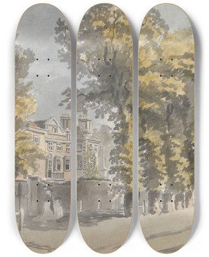 Triptych art skateboard deck of James Miller View Of A House_1 by James Miller (1773-1814)