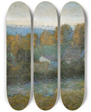 Triptych art skateboard deck of Lilla Cabot Perry Autumn Afternoon Giverny by Lilla Cabot Perry (1848-1933)