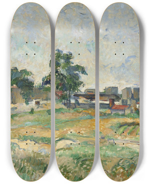 Triptych art skateboard deck of Paul Czanne Landscape Near Paris by Paul Cezanne (1839-1906)