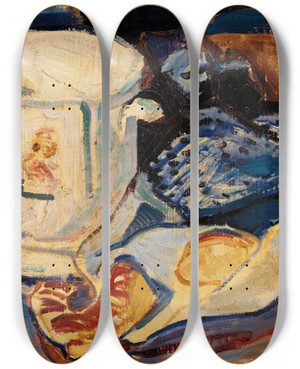 Triptych art skateboard deck of Alfred Henry Maurer Still Life With Jardinire by Alfred Henry Maurer (1868-1932)