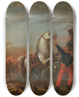 Triptych art skateboard deck of Carlos Morel Carga De Caballera by Carlos Morel (1813-1894)