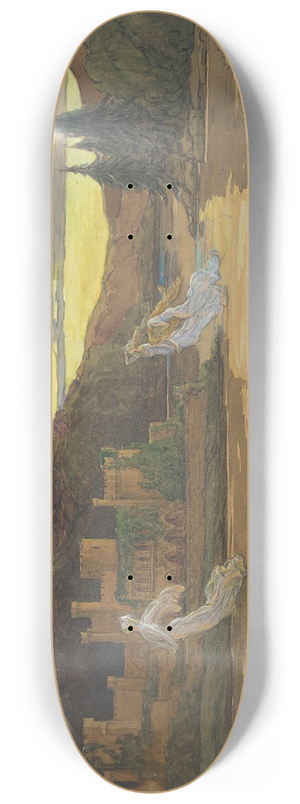 Elisabeth Sonrel - Floating nymphs by a castle 8.25 inch art skate deck