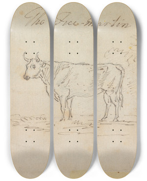 Triptych art skateboard deck of Sawrey Gilpin The Freemartin by Sawrey Gilpin (1733-1807)