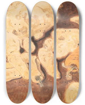 Triptych art skateboard deck of Lon Spilliaert Nature Morte Aux Navets Et Carottes by Leon Spilliaert (1881-1946)