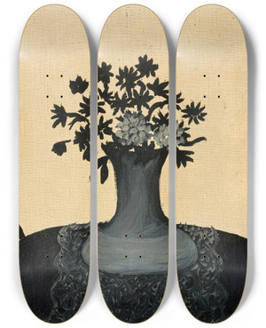 Triptych art skateboard deck of Horace Pippin Table And Two Chairs by Horace Pippin (1888-1946)