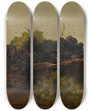 Triptych art skateboard deck of Victoria Fantinlatour Basket With Grapes by Victoria Fantin Latour (1840-1926)