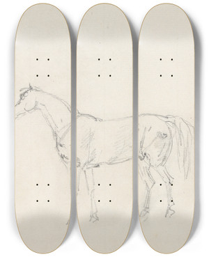 Triptych art skateboard deck of Sawrey Gilpin Horse by Sawrey Gilpin (1733-1807)