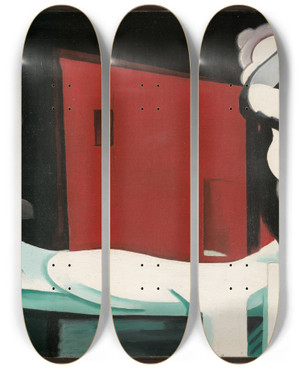 Triptych art skateboard deck of Oscar Bluemner Snow Andglow by Oscar Bluemner (1867-1938)