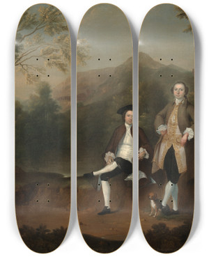 Triptych art skateboard deck of Arthur Devis Robert Gwillym Of Atherton And William Farington Ofwerden by Arthur Devis (1712-1787)