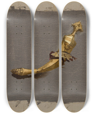 Triptych art skateboard deck of Stanisaw Von Chlebowski Study Of A Khanjar_1 by Stanislaw Chlebowski (1835-1884)