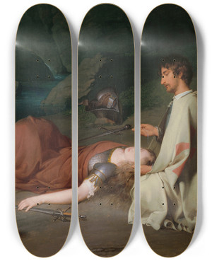 Triptych art skateboard deck of Johann Peter Krafft Chlorindens Taufe by Johann Peter Krafft (1780-1856)