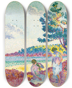 Triptych art skateboard deck of Henriedmond Cross Baigneuses_1 by Henri-Edmond Cross (1856-1910) Triptych art skateboard deck of Henriedmond Cross Baigneuses_1 by Henri-Edmond Cross (1856-1910)