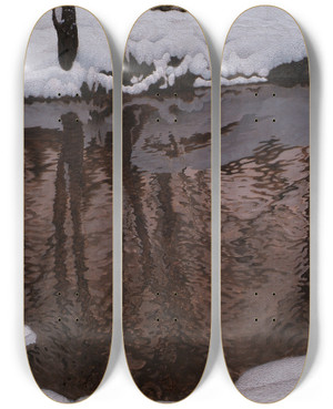 Triptych art skateboard deck of Gustaf Fjstad Running Water by Gustaf Fjaestad (1868-1948)