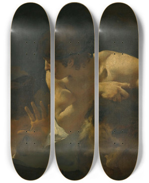 Triptych art skateboard deck of Giovanni Battista Piazzetta David And Goliath by Giovanni Battista Piazzetta (1682-1754) Triptych art skateboard deck of Giovanni Battista Piazzetta David And Goliath by Giovanni Battista Piazzetta (1682-1754)