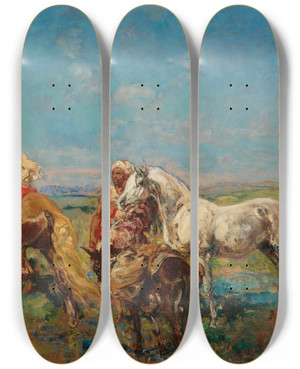 Triptych art skateboard deck of Henri Milien Rousseau Groupe Darabes Labreuvoir by Henri milien Rousseau (1875-1933)