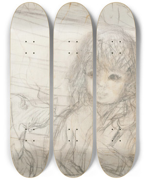 Triptych art skateboard deck of Pierre Bonnard Isabelle Lecomte Du Nouy Avec Le Chien De Lartiste Au Canet by Pierre Bonnard (1867-1947)