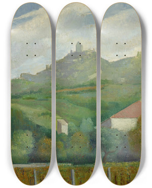 Triptych art skateboard deck of Ngel Zrraga Paysage Dt_2 by ngel Zrraga (1886-1946)