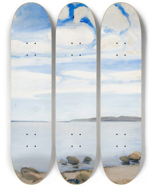 Triptych art skateboard deck of Konrad Krzyanowski Landscape In Finland by Konrad Krzyzanowski (1872-1922)