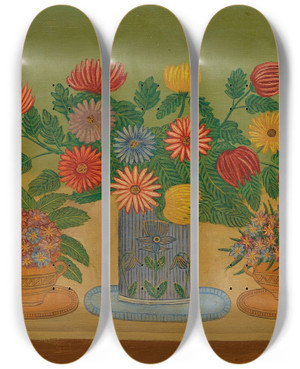 Triptych art skateboard deck of Louis Vivin Bouquet De Fleurs Avec Papillons by Louis Vivin (1861-1936) Triptych art skateboard deck of Louis Vivin Bouquet De Fleurs Avec Papillons by Louis Vivin (1861-1936)