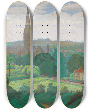 Triptych art skateboard deck of Charles Ginner Salisbury by Charles Ginner (1878-1952)