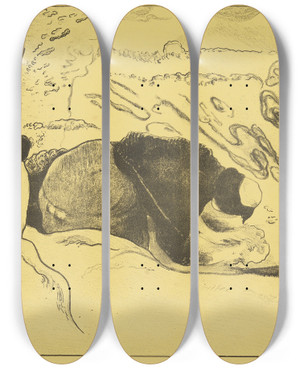 Triptych art skateboard deck of Paul Gauguin Les Laveuses by Paul Gauguin (1848-1903)