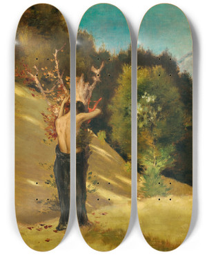 Triptych art skateboard deck of Ary Renan The Transformation Of Daphne by Ary Renan
