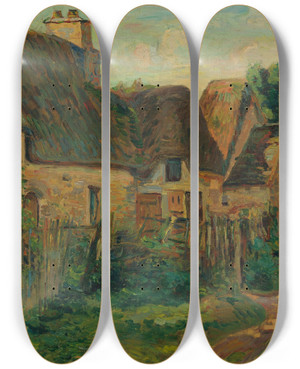 Triptych art skateboard deck of Armand Guillaumin Paysage Dle De France_1 by Armand Guillaumin (1841-1927)