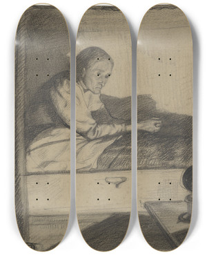 Triptych art skateboard deck of Richard Nicolas Roland Holst Vrouw Hogerhuis Zittend In Bed Eerste Ontwerp by Richard Nicolaus Roland Holst (1868-1938) Triptych art skateboard deck of Richard Nicolas Roland Holst Vrouw Hogerhuis Zittend In Bed Eerste Ontwerp by Richard Nicolaus Roland Holst (1868-1938)