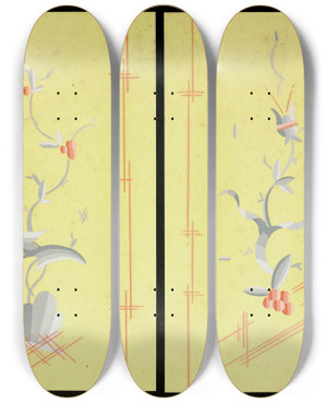 Triptych art skateboard deck of Christian Stoll Kunstgewerbliche Schmuckformen Fur Die Flache Pl 33 by Christian Stoll (20-)