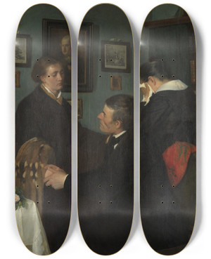 Triptych art skateboard deck of Harriet Backer The Farewell by Harriet Backer (1845-1932) Triptych art skateboard deck of Harriet Backer The Farewell by Harriet Backer (1845-1932)