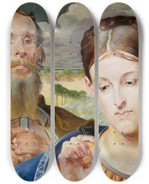 Triptych art skateboard deck of Jacek Malczewski Music Left Wing Of The Triptych by Jacek Malczewski (1854-1929)