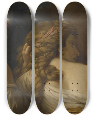 Triptych art skateboard deck of Louisjeanfranois Lagrene Two Nymphs by Louis-Jean-Franois Lagrene (1724-1805)