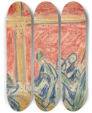Triptych art skateboard deck of Edvard Munch Arbeiderscene_1 by Edvard Munch (1863-1944) Triptych art skateboard deck of Edvard Munch Arbeiderscene_1 by Edvard Munch (1863-1944)