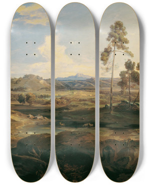 Triptych art skateboard deck of Carl Rottmann Olympia by Carl Rottmann (1797-1850)
