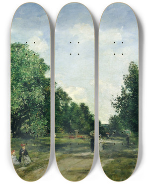 Triptych art skateboard deck of Eugne Boudin Parc Cordier In Trouville by Eugene Boudin (1824-1898)