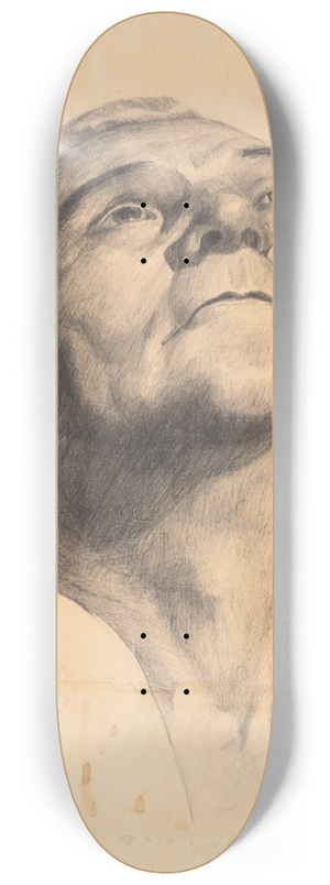 Elizabeth Berry - Untitled. (Head of a man looking upwards) 8.25 inch art skate deck