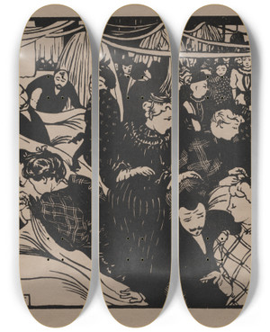 Triptych art skateboard deck of Flix Vallotton Bon March by Felix Vallotton (1865-1925)