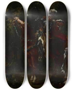 Triptych art skateboard deck of Eugne Delacroix Marphise by Eugene Delacroix (1798-1863)
