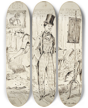 Triptych art skateboard deck of Pieter Van Loon Karik Student Na Het Examen by Pieter Van Loon (1801-1873) Triptych art skateboard deck of Pieter Van Loon Karik Student Na Het Examen by Pieter Van Loon (1801-1873)