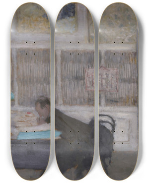 Triptych art skateboard deck of Douard Vuillard At The Revue Blanche Portrait Of Flix Fnon by douard Vuillard (1868-1940)