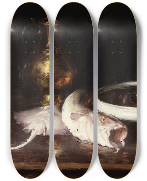 Triptych art skateboard deck of William Merritt Chase Still Life_2 by William Merritt Chase (1849-1916)