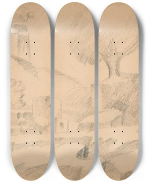 Triptych art skateboard deck of Viking Eggeling Original Drawings 19 by Viking Eggeling (1880-1925)