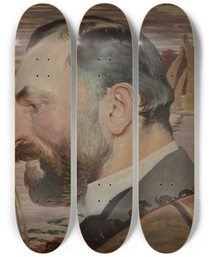 Triptych art skateboard deck of Jacek Malczewski Portrait Of Feliks Jasieski_2 by Jacek Malczewski (1854-1929)