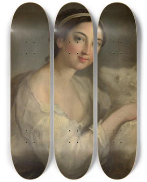 Triptych art skateboard deck of William Hoare Of Bath A Portrait Of A Lady As Innocence by William Hoare Of Bath (1707-1792)
