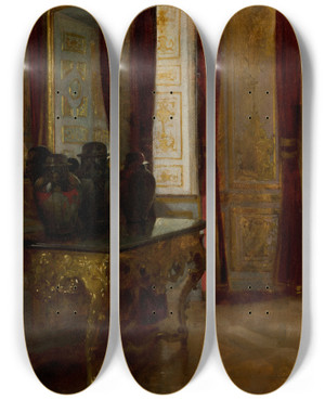 Triptych art skateboard deck of Aleksander Gierymski Interior by Aleksander Gierymski (1850-1901)
