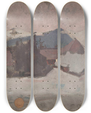 Triptych art skateboard deck of Tadeusz Makowski Winter Landscape by Tadeusz Makowski (1882-1932) Triptych art skateboard deck of Tadeusz Makowski Winter Landscape by Tadeusz Makowski (1882-1932)